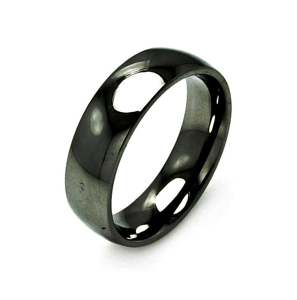 Men's Stainless Steel Black Color Band Ring 7mm, <b>size: 5</b>