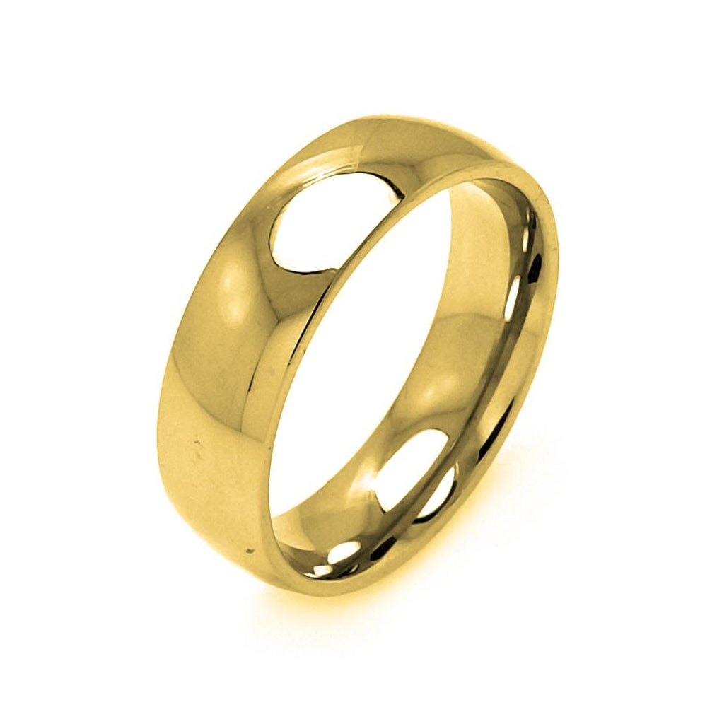 Men's Stainless Steel Gold Color Ring 7mm, <b>size: 5</b>