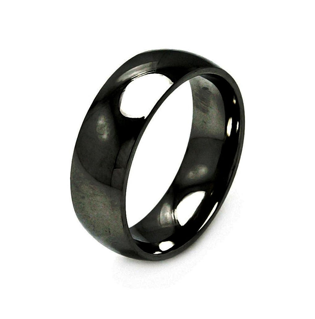 Men's Stainless Steel Black Color Ring 8mm, <b>size: 5</b>