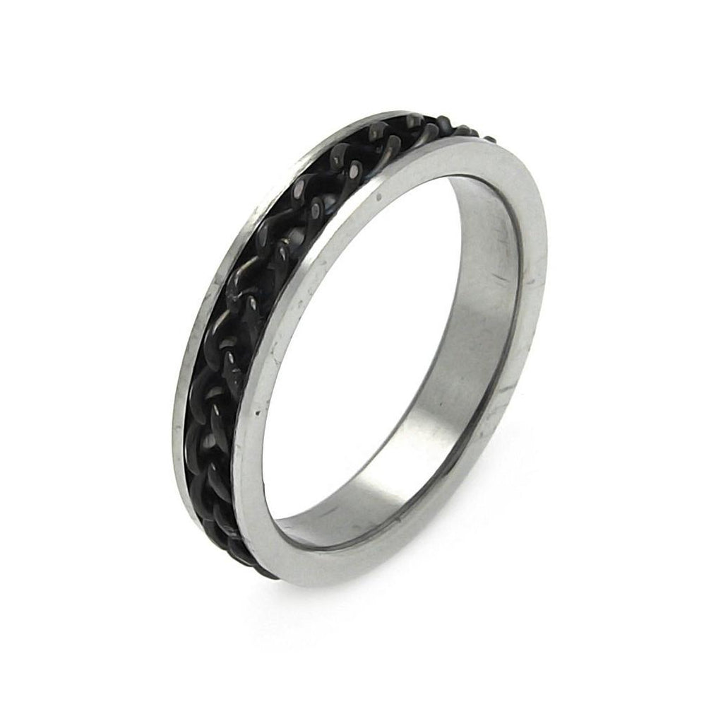 Men's Stainless Steel Black Rhodium Chain Ring 5mm, <b>size: 9</b>