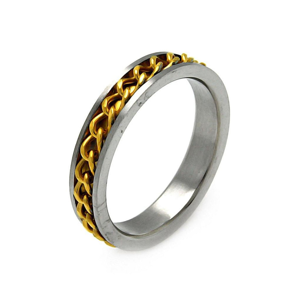 Men's Stainless Steel Gold Plated Chain Ring 5mm, <b>size: 9</b>