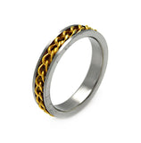 Men's Stainless Steel Gold Plated Chain Ring 5mm, <b>size: 9</b>