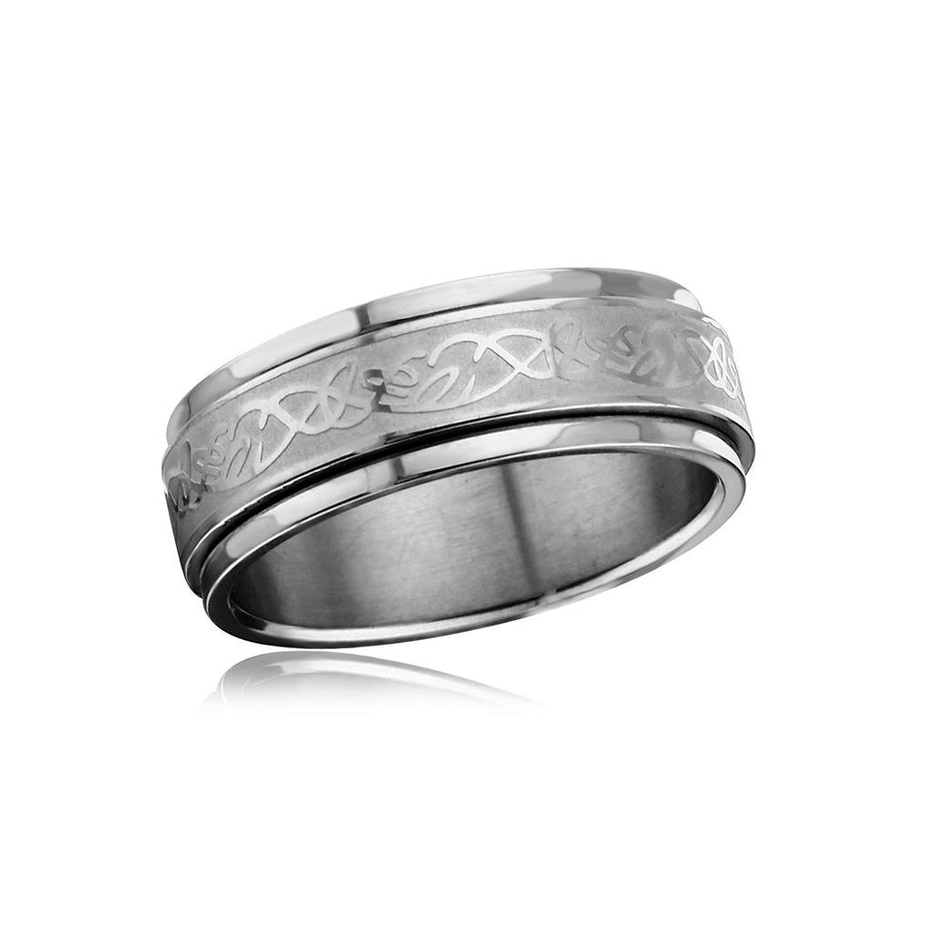 Men's Stainless Steel Abstract Design Spinner Ring 8mm, <b>size: 9</b>