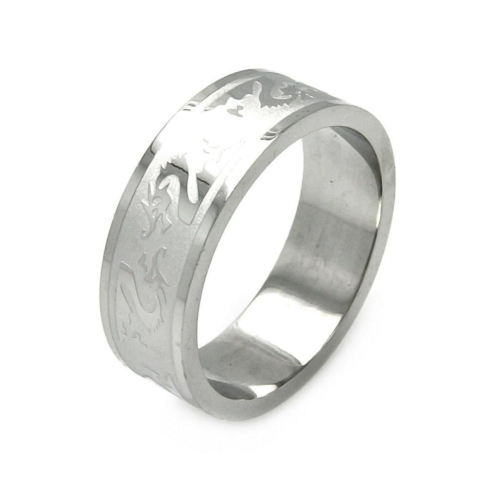 Men's Stainless Steel Dragon Design Ring 8mm, <b>size: 9</b>