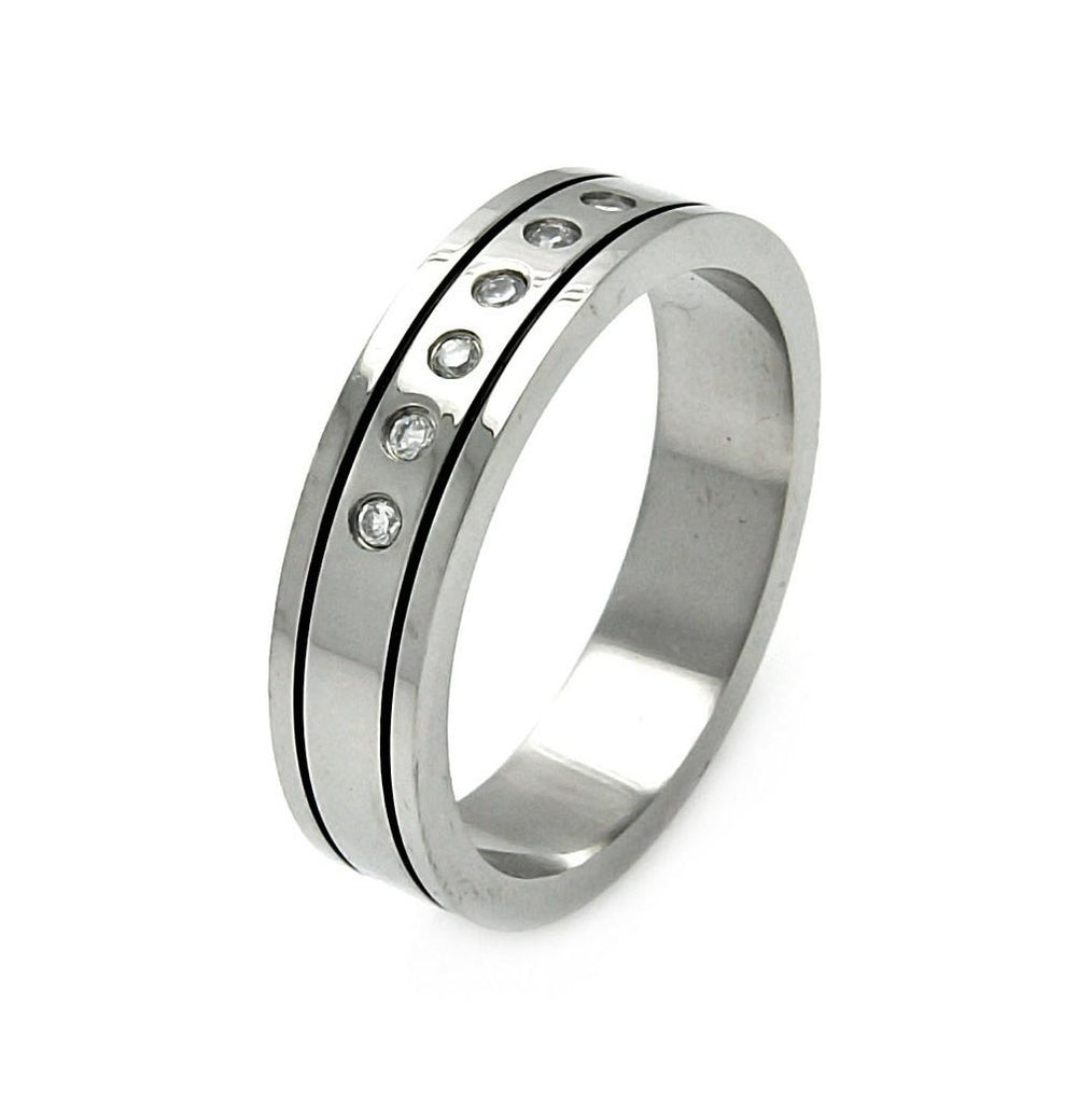 Men's Stainless Steel Border Clear Cz Ring, <b>size: 9</b>