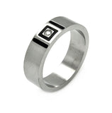 Men's Stainless Steel Black Coating Square Design Clear Crystal Ring, <b>size: 9</b>