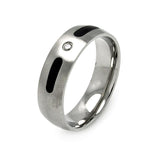 Men's Stainless Steel Black Coating Clear Crystal Ring, <b>size: 9</b>