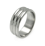 Men's Stainless Steel Three Row Ring, <b>size: 9</b>