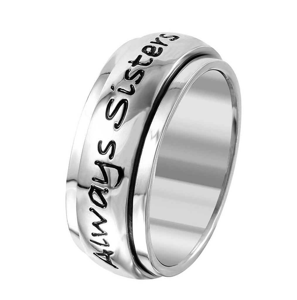 Stainless Steel Forever Friends Spinner Ring, <b>size: 5</b>