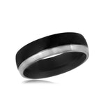 Stainless Steel 2 Toned Band Black And Steel Band, <b>size: 5</b>