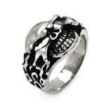 Men's Stainless Steel Flamed Skull Head Ring, <b>size: 9</b>