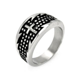 Men's Stainless Steel Dotted Cross Ring, <b>size: 9</b>