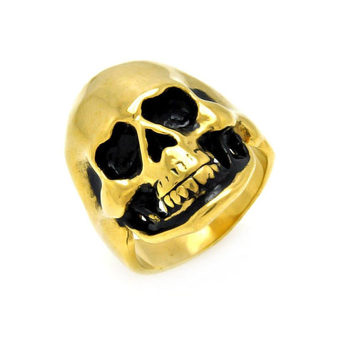 Men's Stainless Steel Gold Plated Skull Ring, <b>size: 9</b>