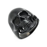 Men's Stainless Steel Black Rhodium Plated Skull Ring, <b>size: 9</b>