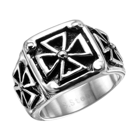 Men's Stainless Steel Multi Iron Cross Ring, <b>size: 9</b>