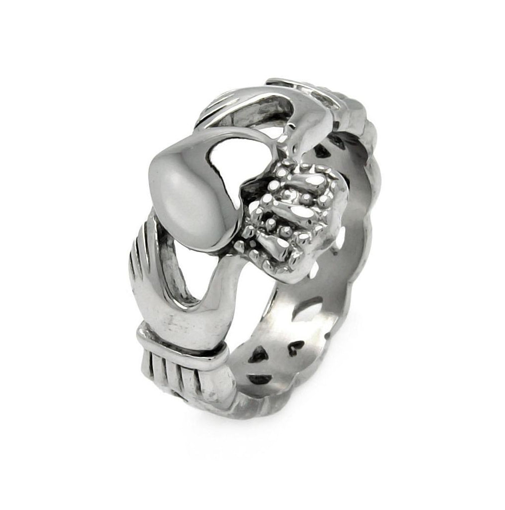 Men's Stainless Steel Hands Heart Claddagh Ring, <b>size: 9</b>