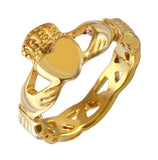 Gold Color Stainless Steel Claddagh Ring, <b>size: 5</b>