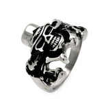 Men's Stainless Steel Skull Hat & Bones Ring, <b>size: 9</b>