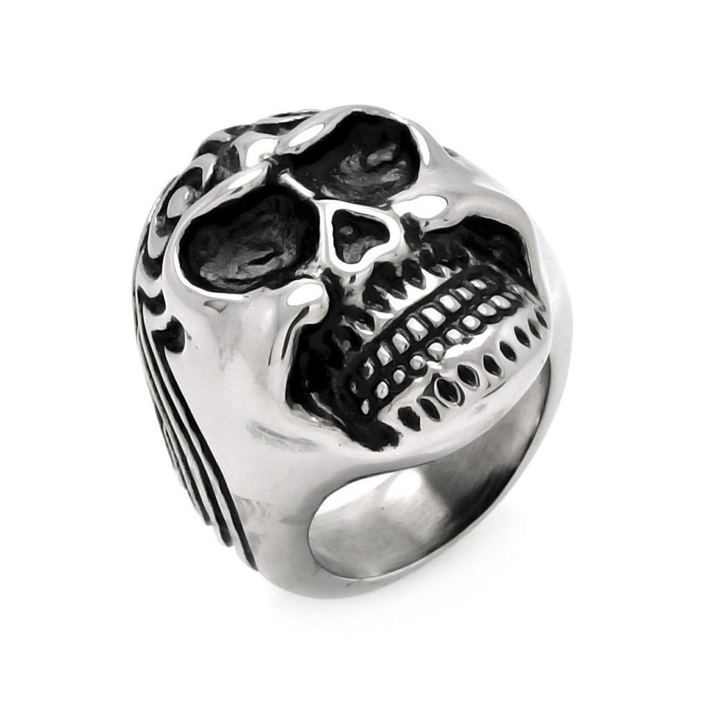 Men's Stainless Steel Wave Skull Ring, <b>size: 9</b>