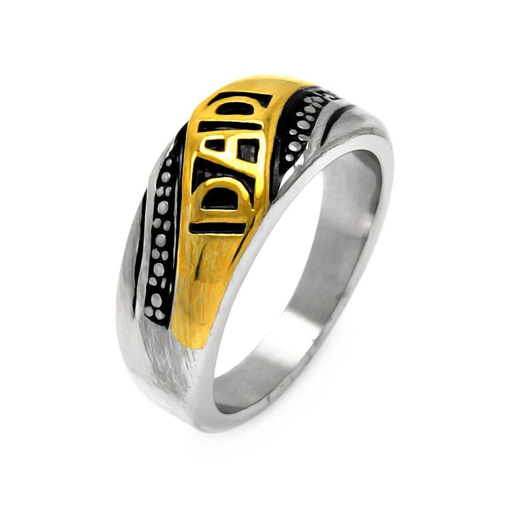 Men's Stainless Steel Gold Plated Dad Ring, <b>size: 9</b>