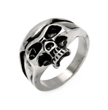 Men's Stainless Steel Half Skull Head Ring, <b>size: 9</b>