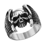 Men's Stainless Steel Eagle Wings Skull Ring, <b>size: 9</b>