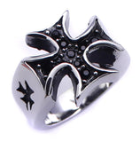 Men's Stainless Steel Black Rhodium Palted Cross Black Crystal Ring, <b>size: 9</b>