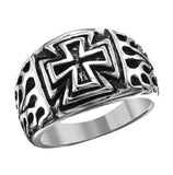 Stainless Steel Flaming Cross Ring, <b>size: 9</b>