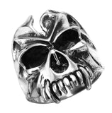 Men's Stainless Steel Large Skull Canine Teeth Ring, <b>size: 10</b>