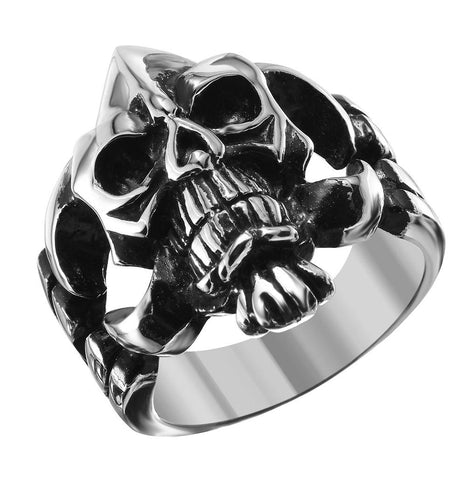 Men's Stainless Steel Demon Skull Ring, <b>size: 10</b>