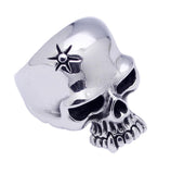 Men's Stainless Steel Star Skull Head Ring, <b>size: 9</b>