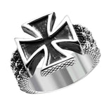 Men's Stainless Steel Large Iron Cross Ring, <b>size: 9</b>