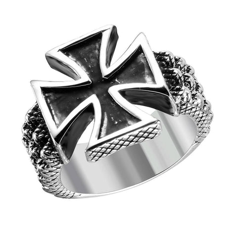 Men's Stainless Steel Large Iron Cross Ring, <b>size: 9</b>