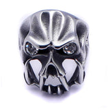 Men's Stainless Steel Monster Skull Crystal  Eyes Ring, <b>size: 9</b>