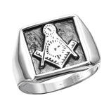 Stainless Steel Freemason Square Ring, <b>size: 9</b>