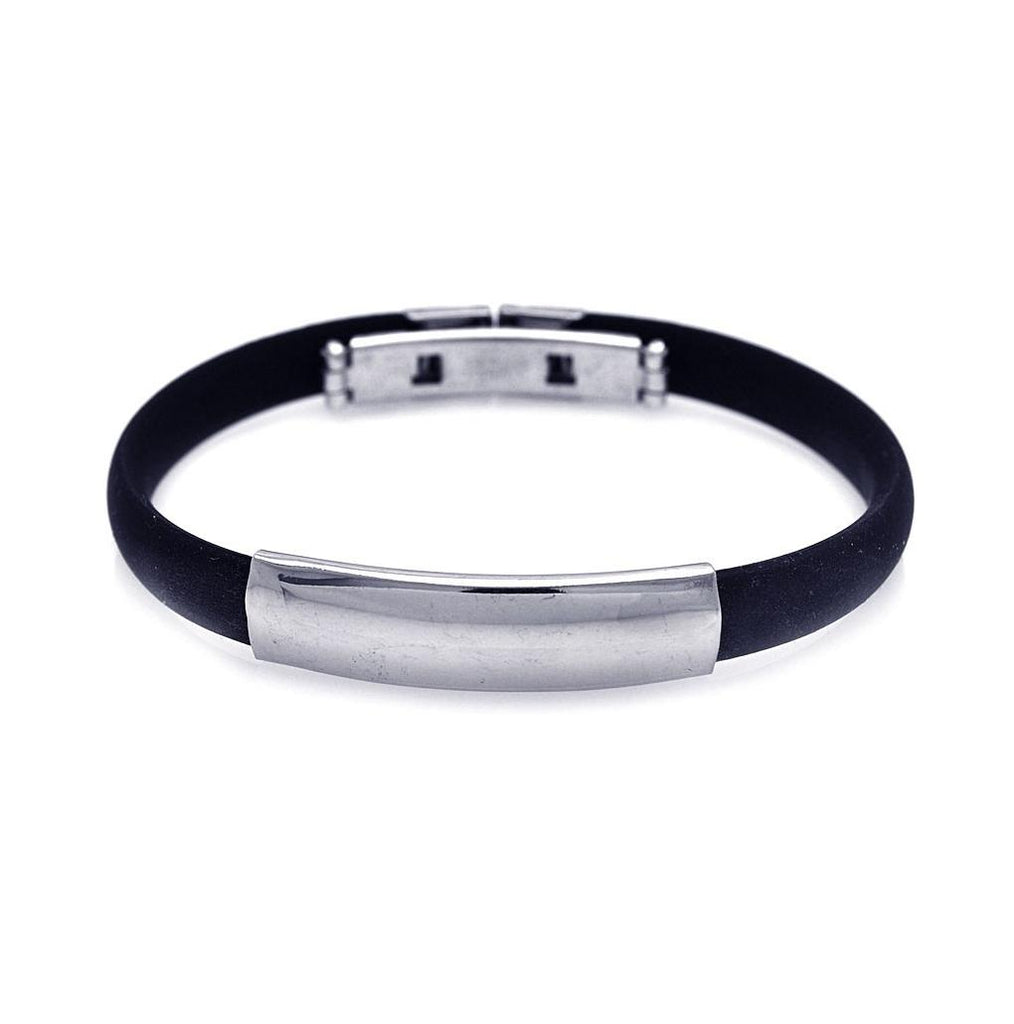 Stainless Steel Id Black Rubber Bracelet