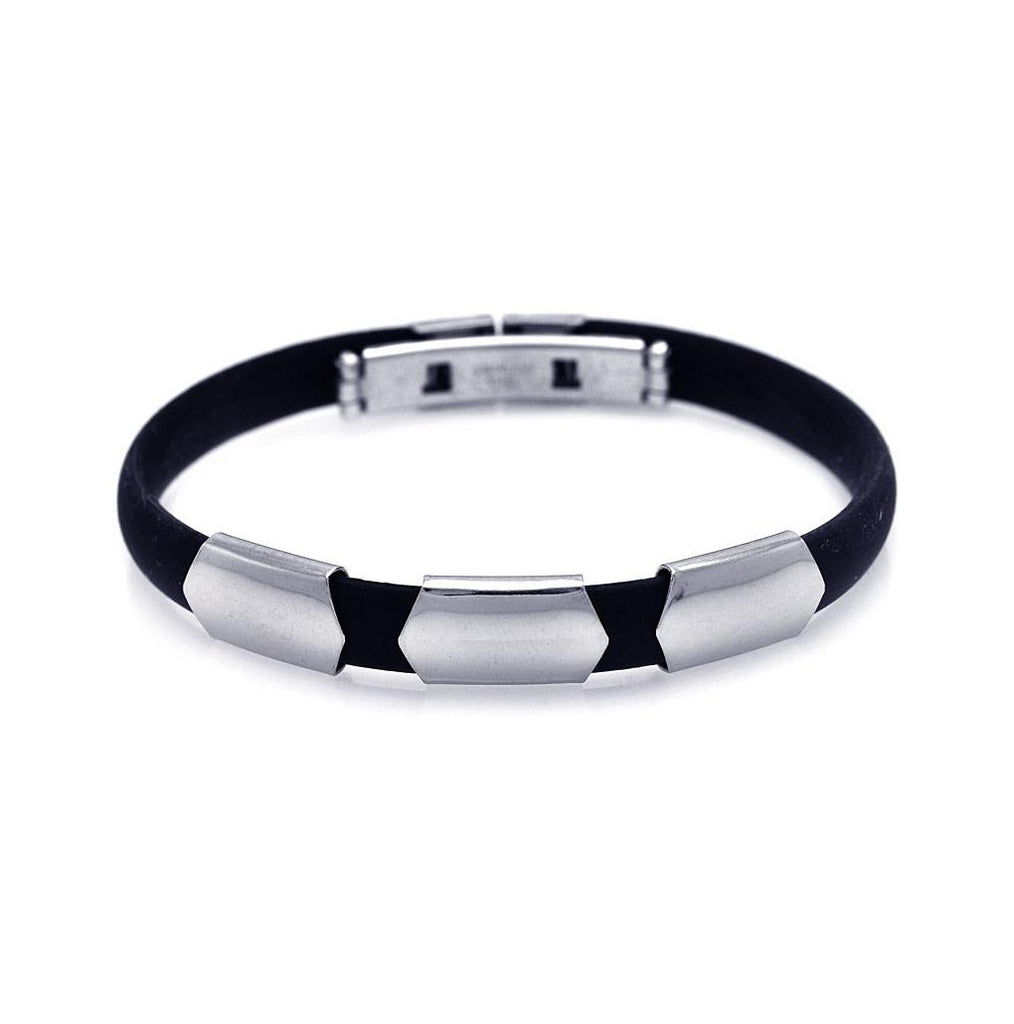 Stainless Steel Black Rubber Bracelet