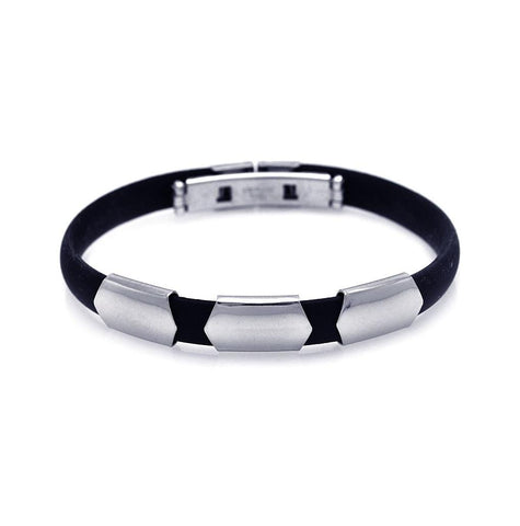 Stainless Steel Black Rubber Bracelet