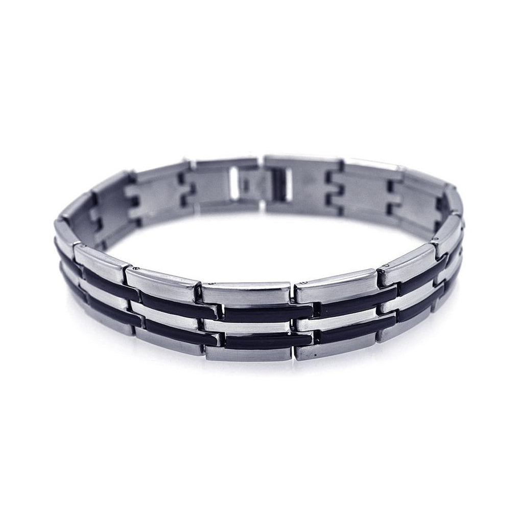 Stainless Steel Black Enamel Bracelet