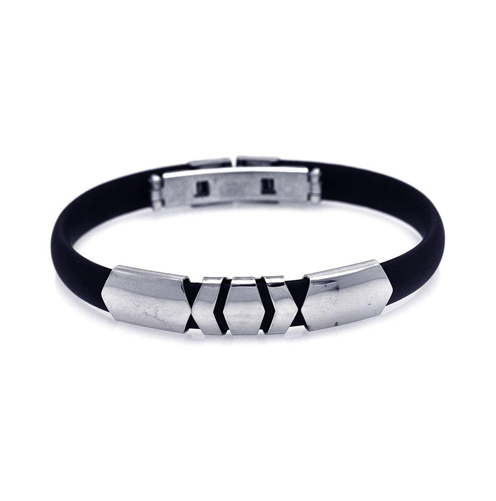 Stainless Steel Black Rubber Bracelet