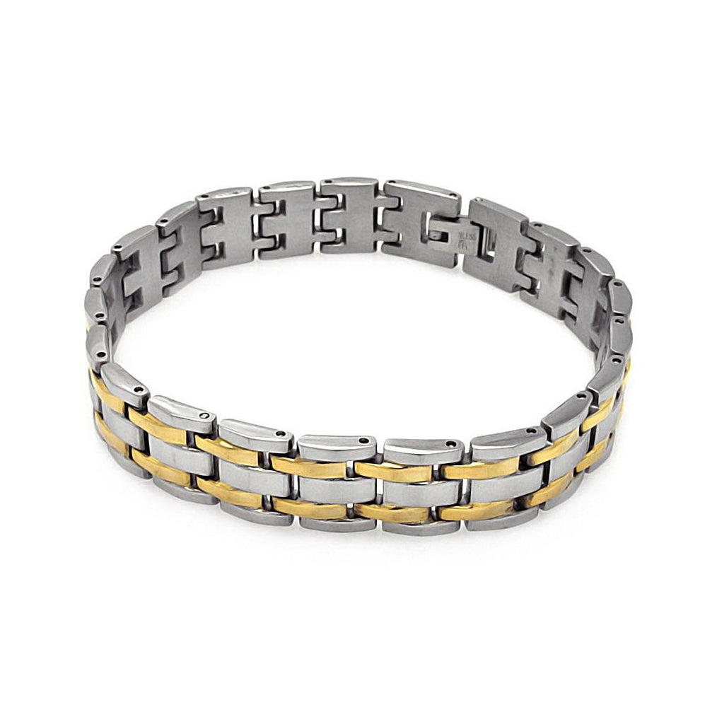 Stainless Steel Double Gold Plated Link Bracelet