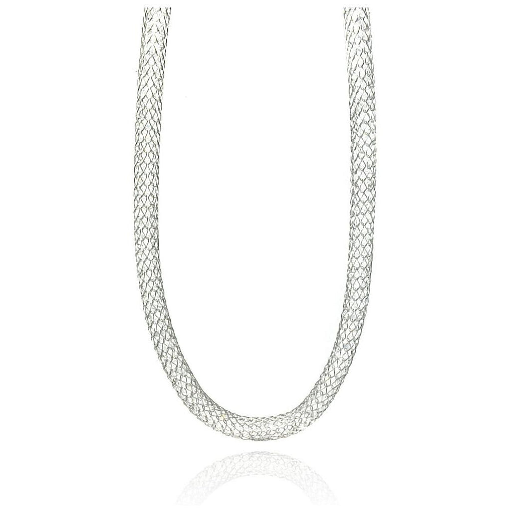 Stainless Steel Clear Cz Net Necklace