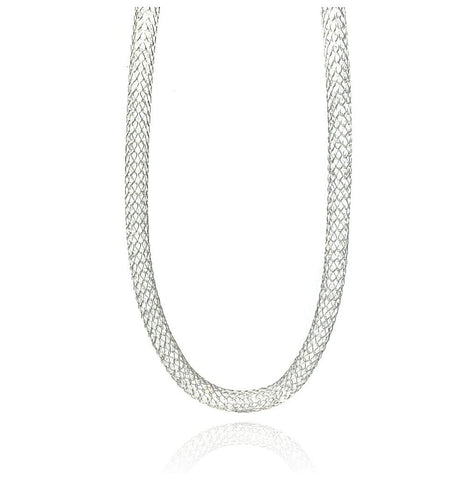 Stainless Steel Clear Cz Net Necklace