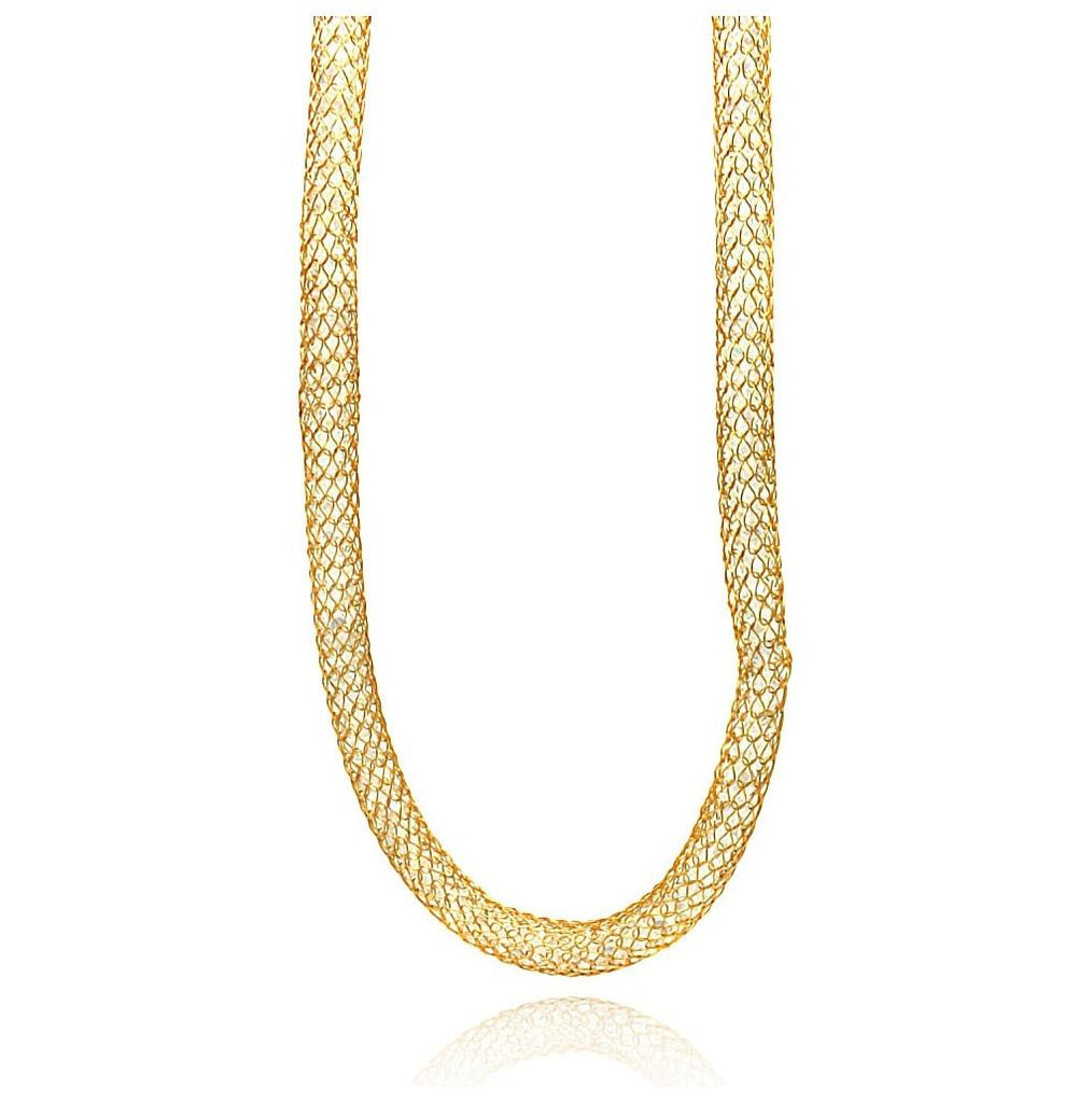 Stainless Steel Gold Plated Clear Cz Net Necklace