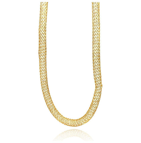 Stainless Steel Gold Plated Clear Cz Net Necklace