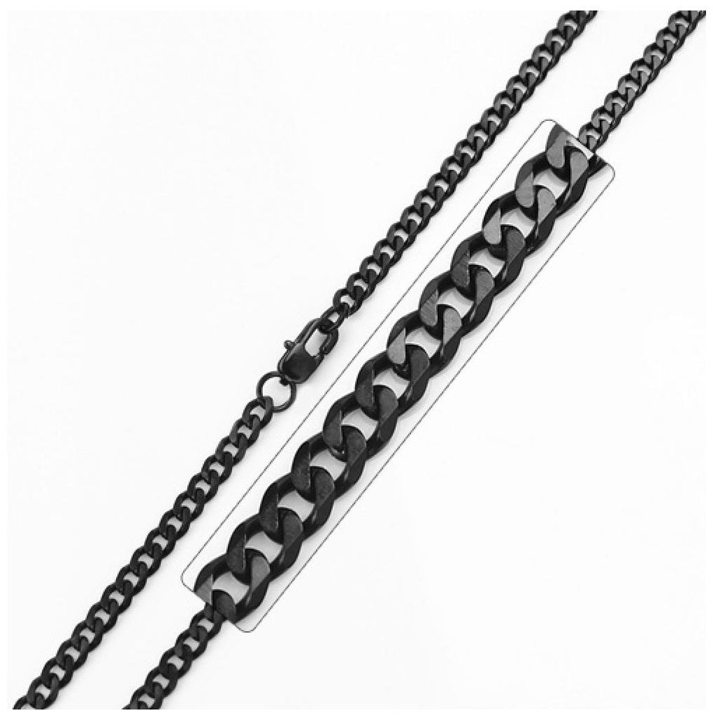 Stainless Steel Black Rhodium Plated High Polish Link Curb Chain, <b>size: 16</b>