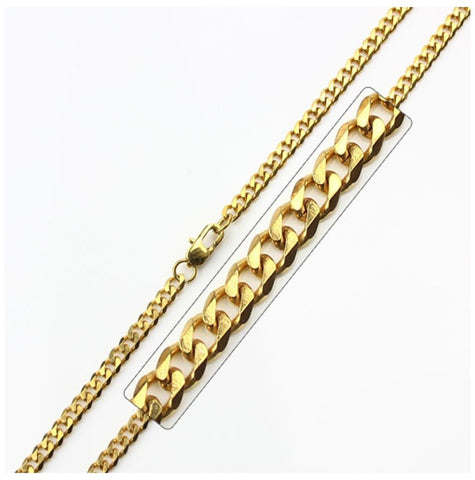 Stainless Steel Gold Plated High Polish Link Curb Chain, <b>size: 16</b>