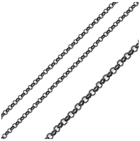 Stainless Steel Black Rolo Chain 2.6mm, <b>size: 20</b>