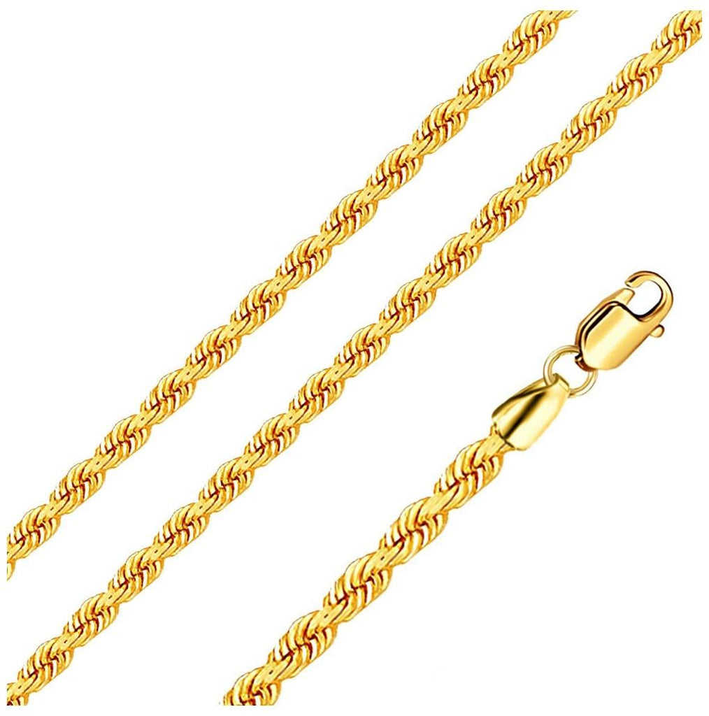 Stainless Steel Rope Chain Gold Color 4mm, <b>size: 16</b>