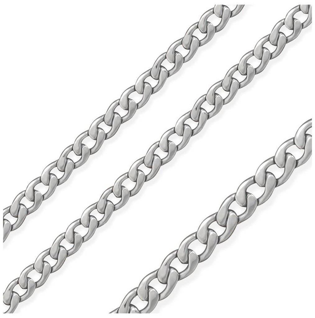 Stainless Steel Wide Curb Chain Matte Finished 6.8mm, <b>size: 16</b>